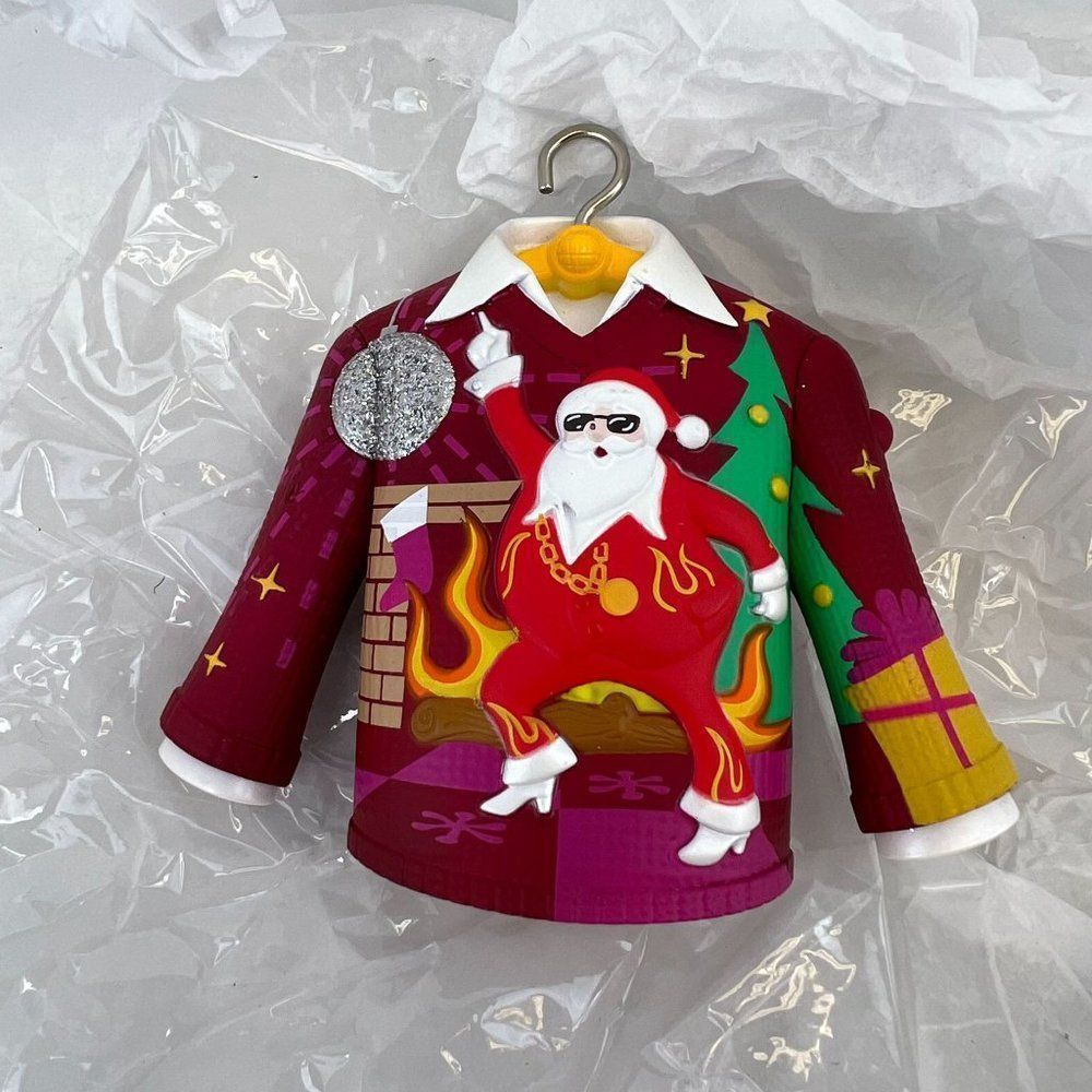 Hallmark 2021 Disco Inferno Santa Ugly Christmas Sweater Ornament Magic Sound - Picture 5 of 8